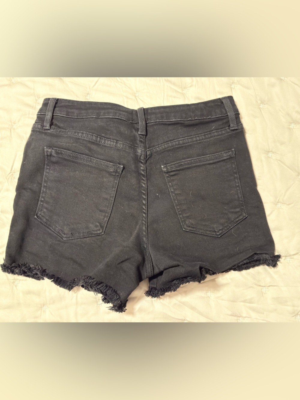 Just Black High-Rise Black Frayed Hem Button Fly Women's Shorts Size 29 - Picture 2 of 2